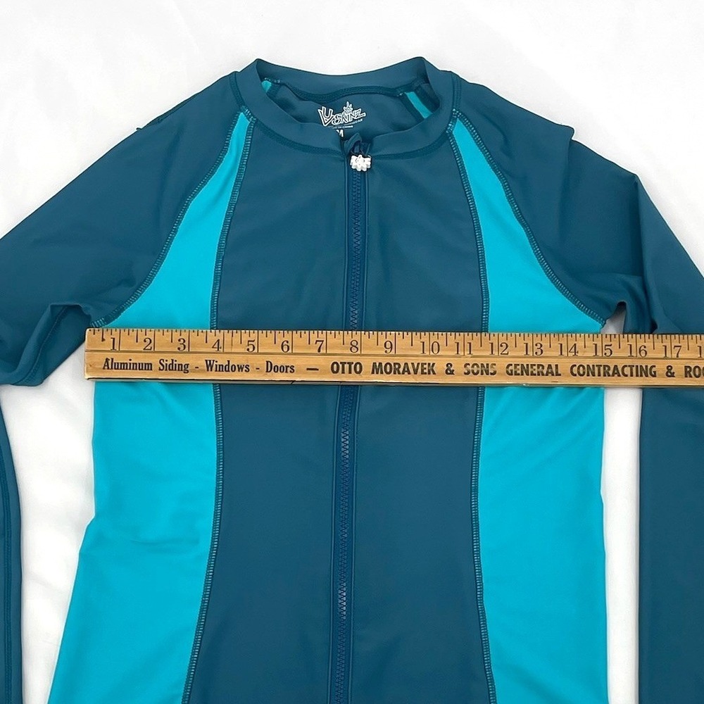 UV Skinz Rash Guard Womens M Teal Blue Full Zip Long Sleeve UPF 50+ - Picture 7 of 7